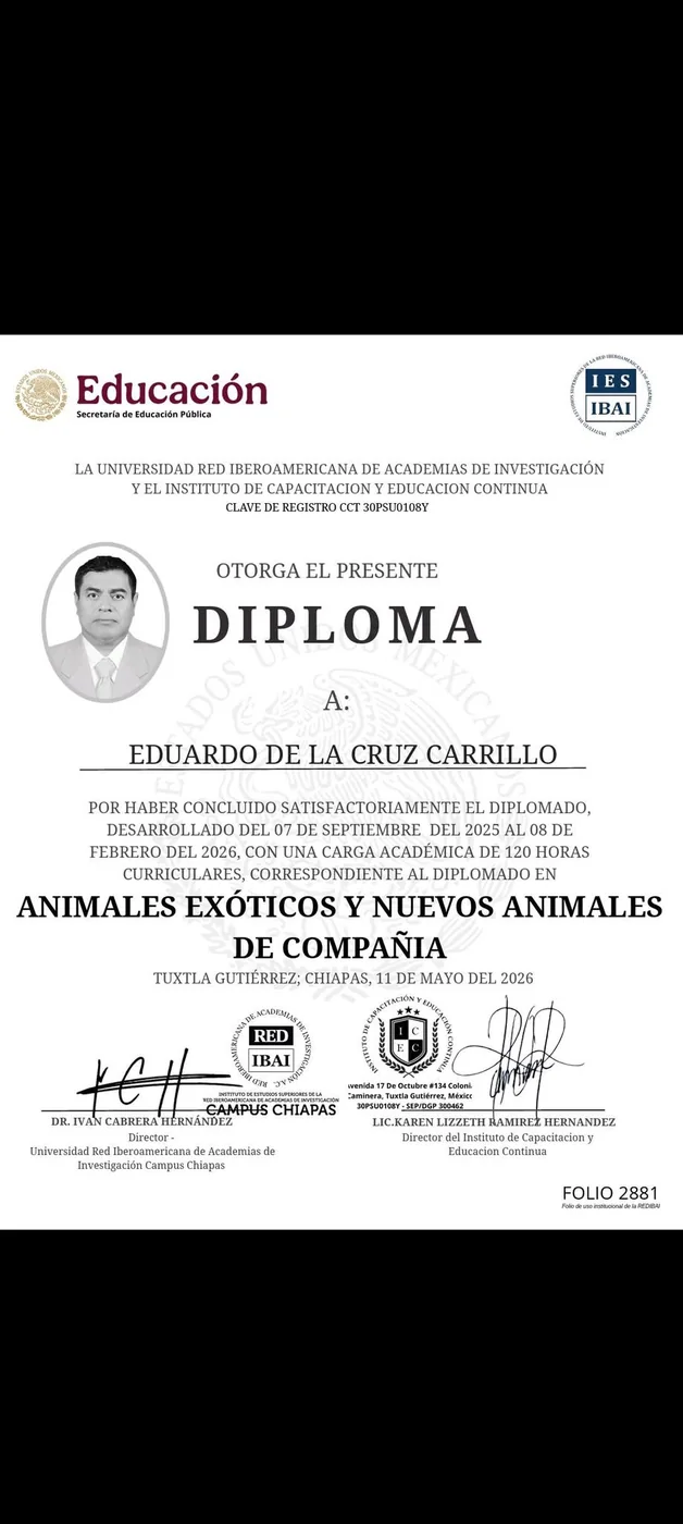 Diploma en Animales Exóticos y Nuevos Animales de Compañía